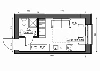 Planning Smart flats area 16.57m2, KS-011-02/0005.