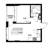 Планування 1-к квартира площею 27.62м2, 928215b9-071b-11ec-baa5-00155d42e31d.