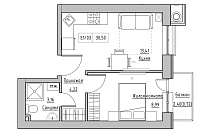 Планировка 1-к квартира площей 30.5м2, KS-009-04/0002.