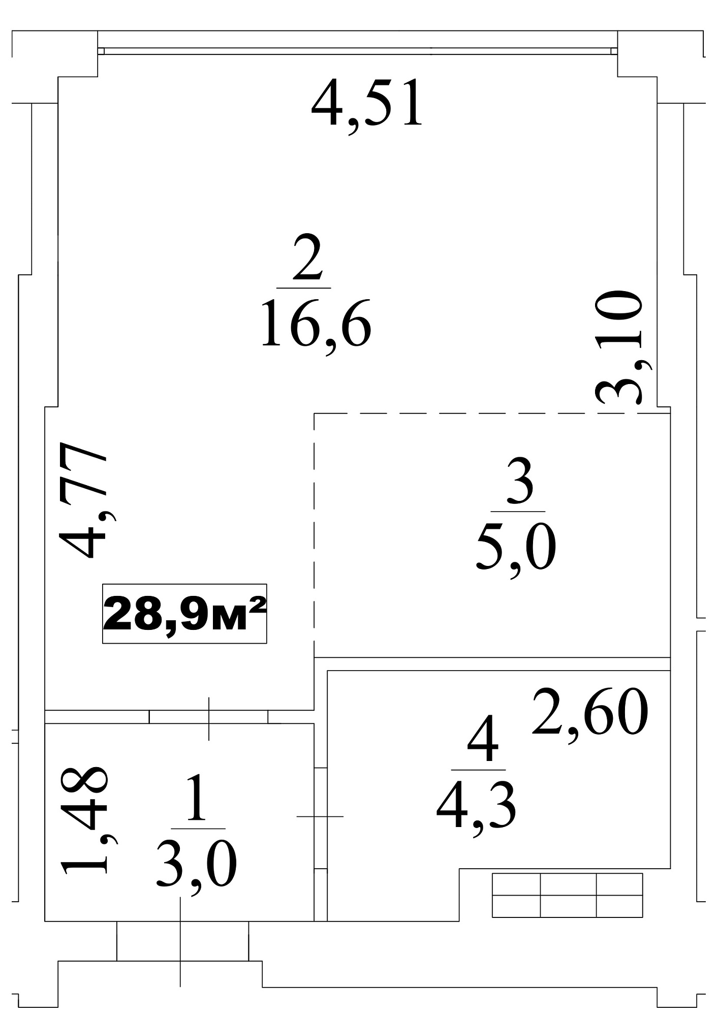 Planning Smart flats area 28.9m2, AB-10-10/00086.