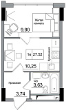 Planning 1-rm flats area 27.52m2, AB-16-11/00009.