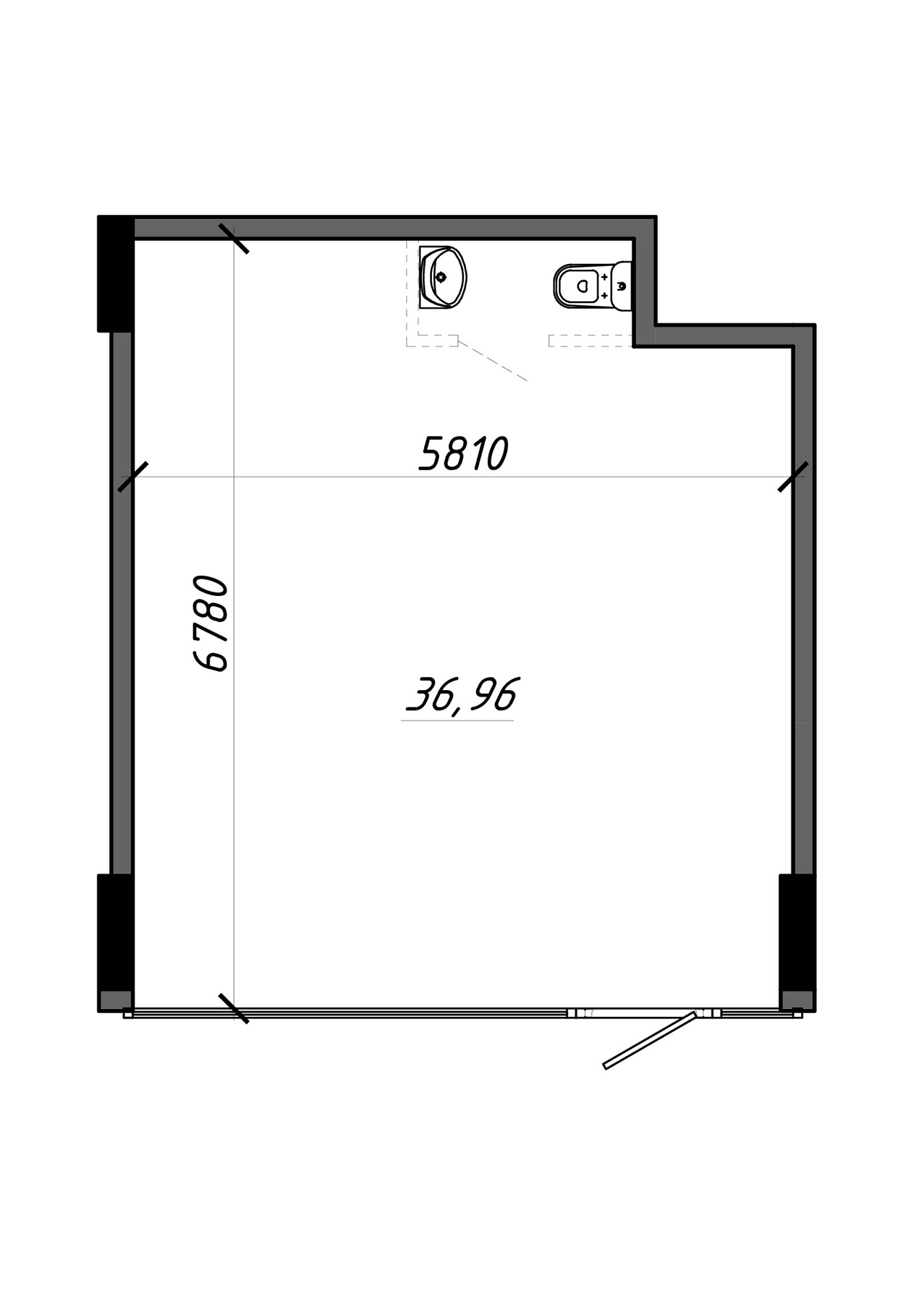 Planning Commercial premises area 39.2m2, AB-21-м1/Т0005.