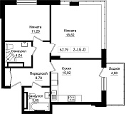 Планування 2-к квартира площею 64.11м2, b06b0865-f027-11ef-bacf-00155d42e31d.