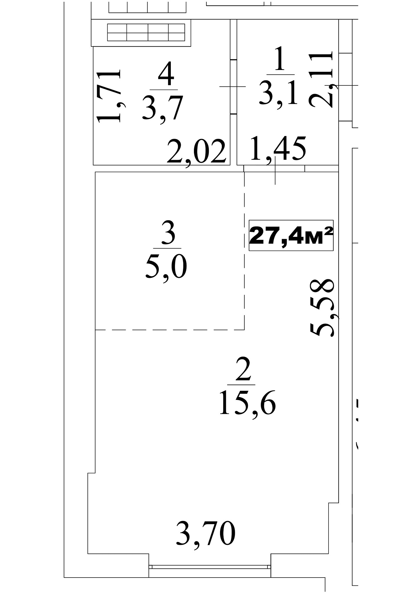 Планування Smart-квартира площею 27.4м2, AB-10-04/0030а.