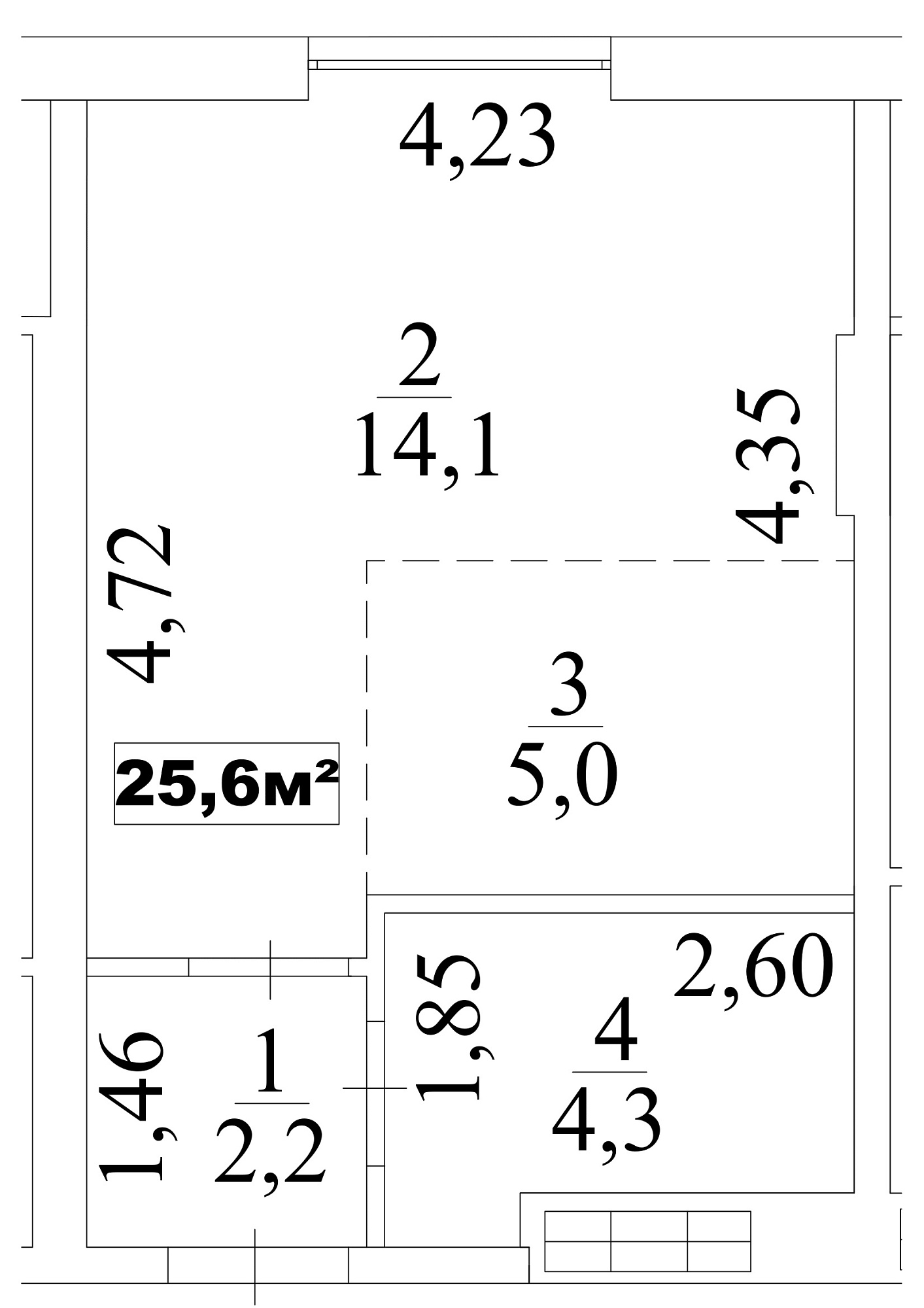 Планування Smart-квартира площею 25.6м2, AB-10-08/0066в.