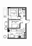 Planning 2-rm flats area 34.47m2, UM-001-08/0012.