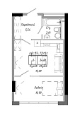 Planning 1-rm flats area 34.81m2, AB-19-12/00001.