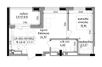 Planning 1-rm flats area 47.31m2, LR-002-09/0052.