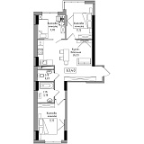 Planning 3-rm flats area 63.4m2, AB-05-10/00003.