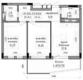 Планировка 2-к квартира площей 66.04м2, LR-003-07/0026.