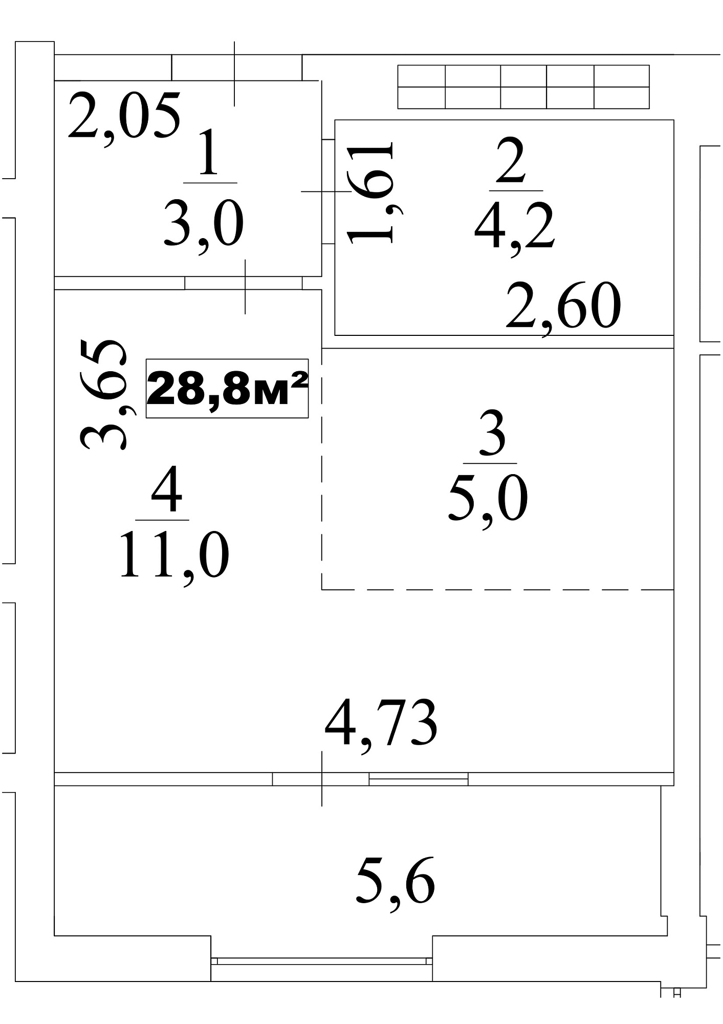 Planning Smart flats area 28.8m2, AB-10-10/00090.