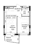 Планировка 1-к квартира площей 39.81м2, LR-002-05/0030.