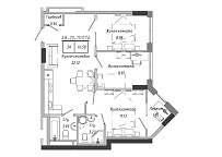 Планування 3-к квартира площею 62.67м2, AB-20-11/0007а.