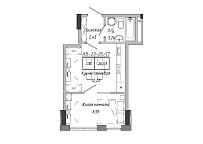 Планировка 1-к квартира площей 26.98м2, AB-20-05/00017.