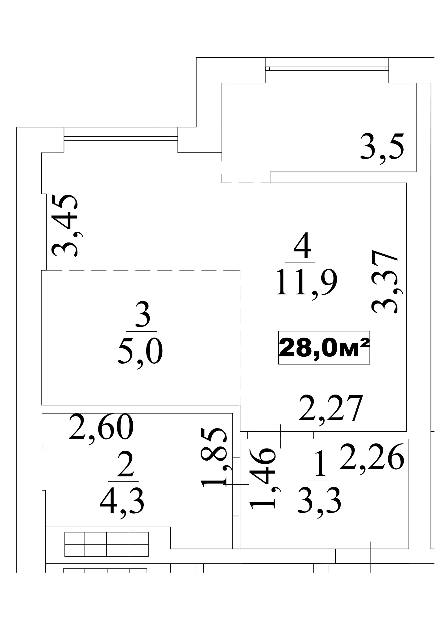 Планування Smart-квартира площею 28м2, AB-10-06/0048б.