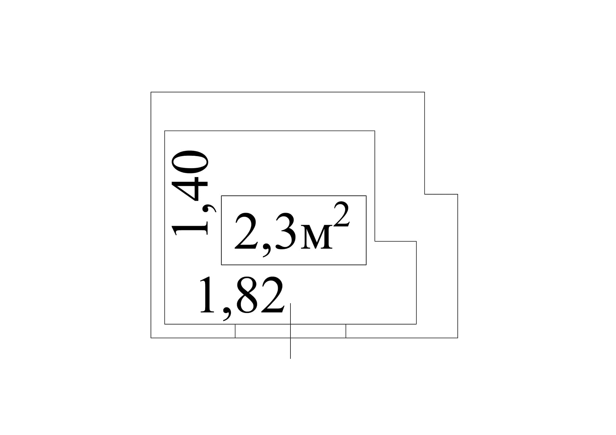 Планування Комора площею 2.3м2, AB-01-м1/К0043.