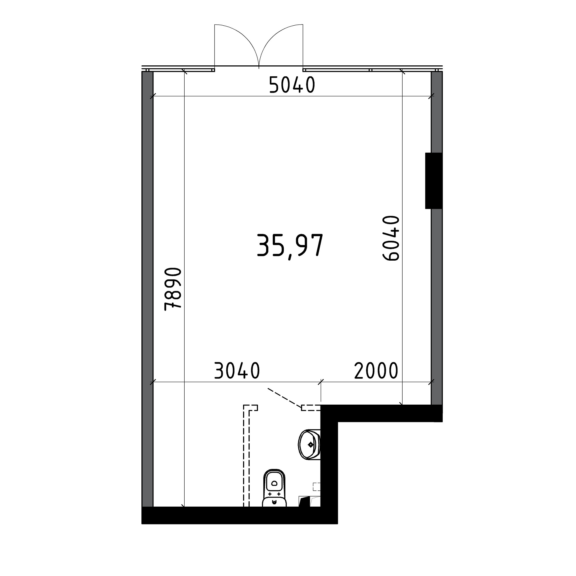 Planning Commercial premises area 35.97m2, AB-05-01/Т0003.