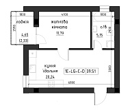 Планування 2-к квартира площею 39.51м2, LR-002-05/0006.