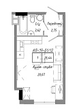 Планування Smart-квартира площею 26.44м2, AB-19-01/00012.