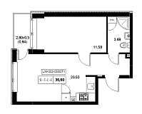 Планування 1-к квартира площею 36.6м2, 9a56b902-f413-11ea-ba9c-00155d42e31d.