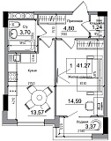 Planning 1-rm flats area 38m2, AB-05-02/00007.