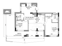 Планировка 2-к квартира площей 90.41м2, LR-002-08/0051.
