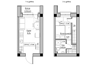 Planning 2-lvl flats area 27.96m2, KS-010-05/0010.