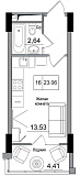 Планування Smart-квартира площею 23.06м2, AB-16-08/00002.