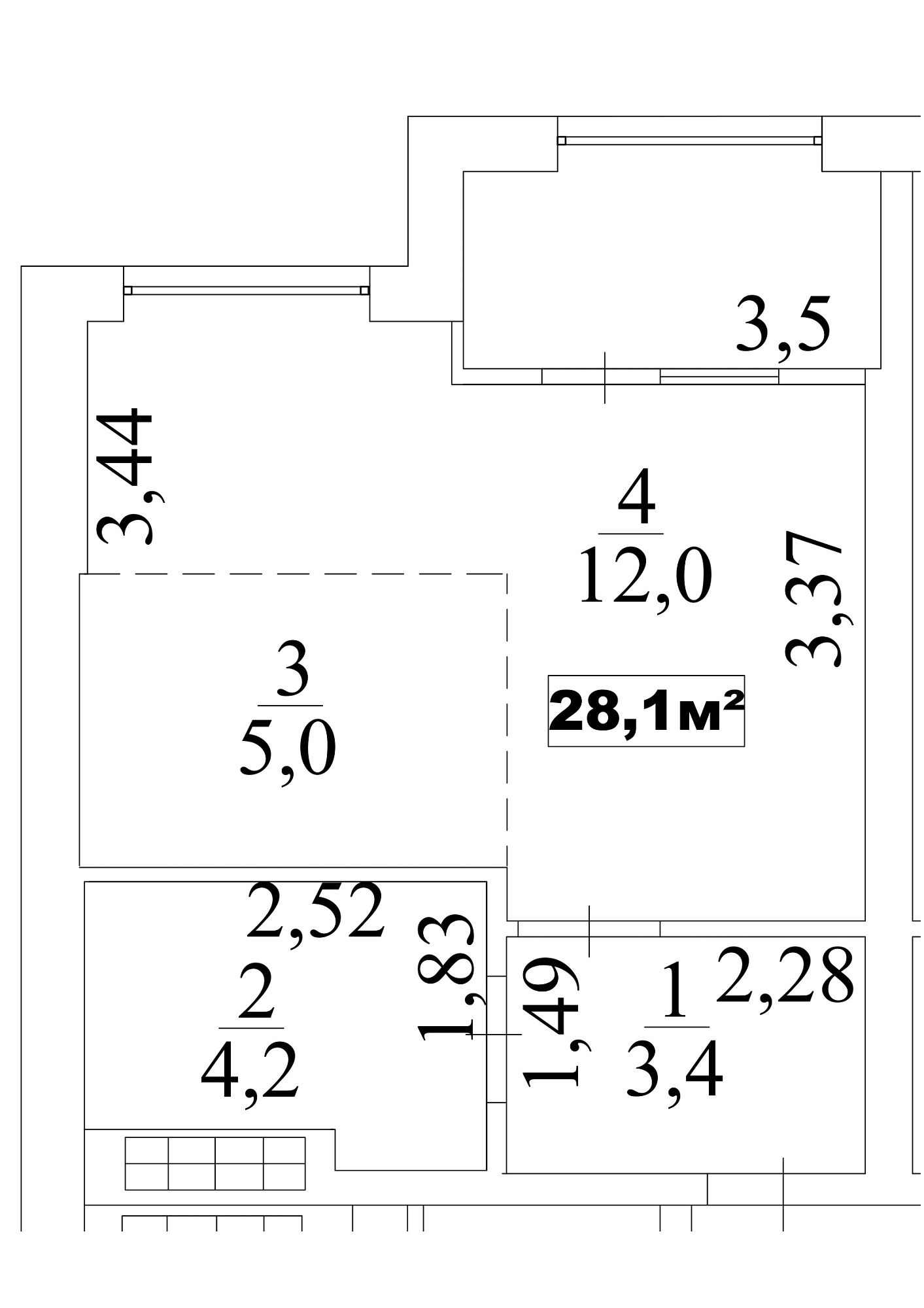 Планування Smart-квартира площею 28.1м2, AB-10-02/0012б.