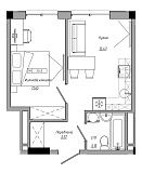 Планування 1-к квартира площею 31.45м2, AB-21-13/00115.