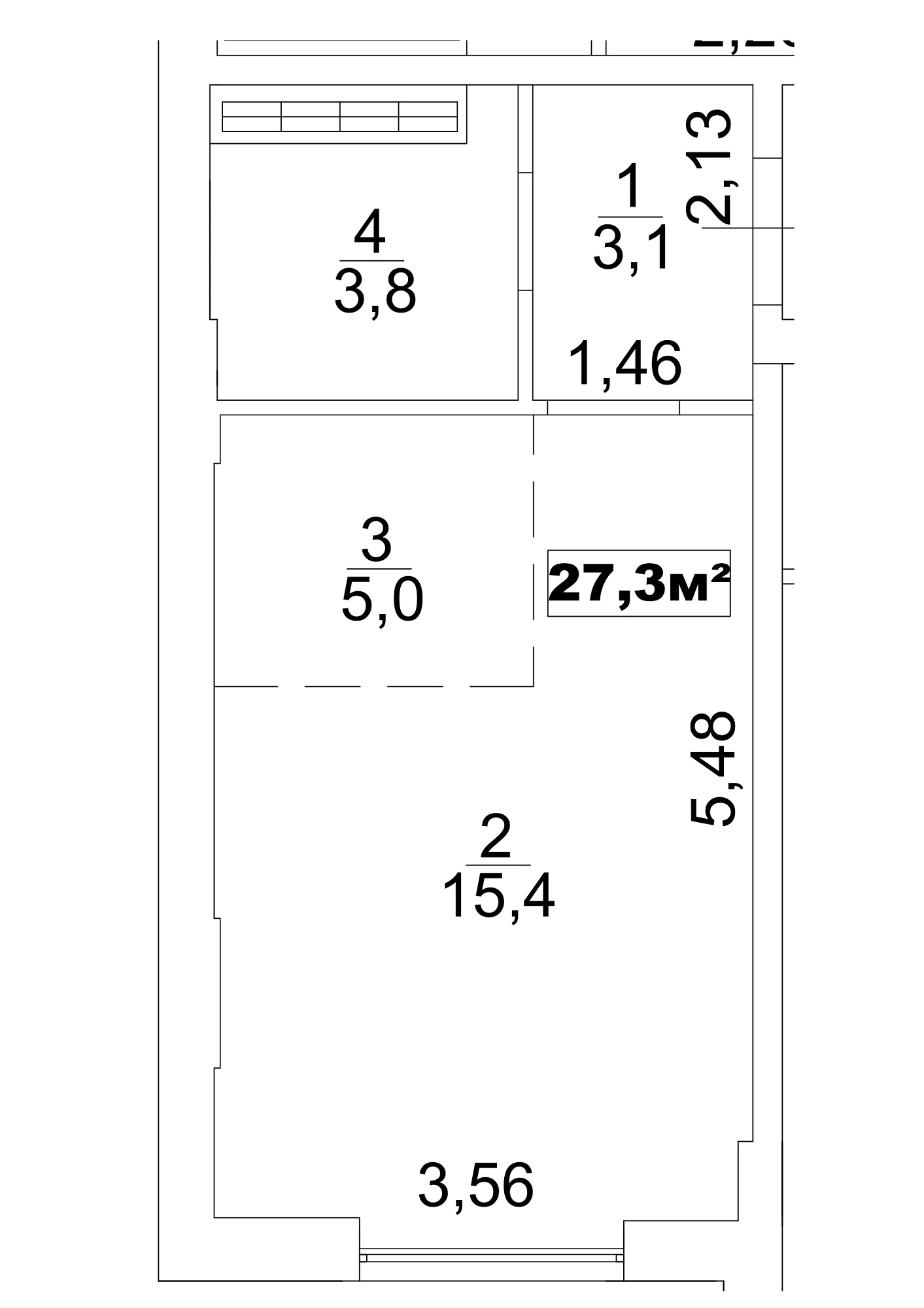 Планування Smart-квартира площею 27.3м2, AB-13-05/0036а.