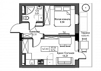 Планування 1-к квартира площею 31.74м2, UM-003-03/0005.