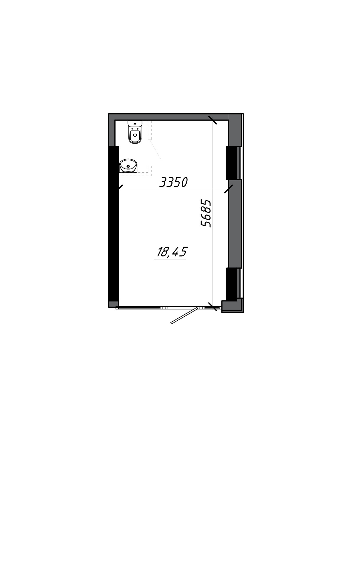 Planning Commercial premises area 18.66m2, AB-21-м1/Т0007.