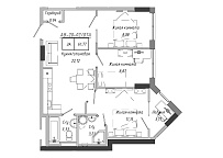 Планування 3-к квартира площею 61.77м2, AB-20-02/0007а.