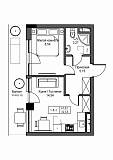 Planning 1-rm flats area 34.63m2, UM-001-04/0012.