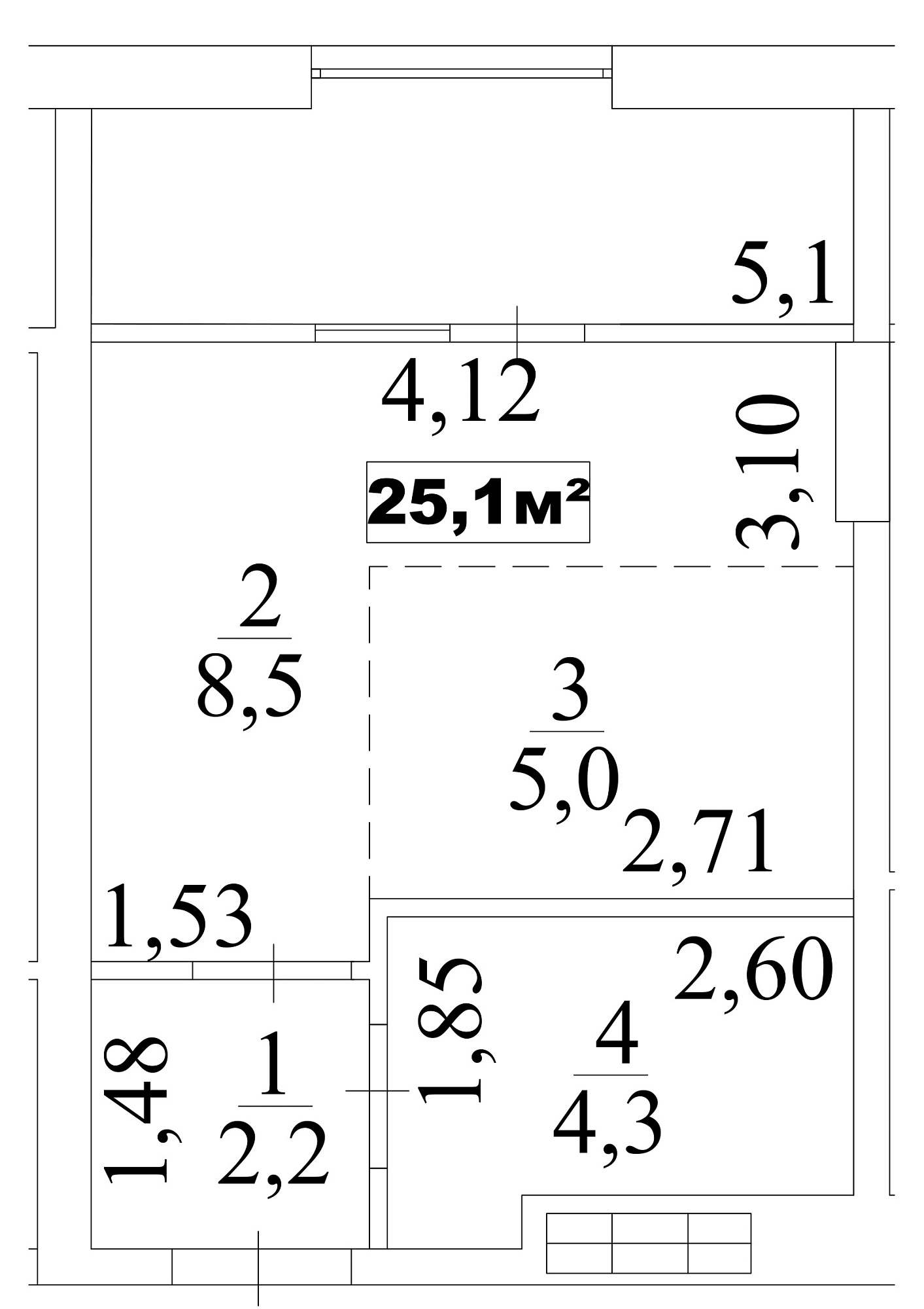Планировка Smart-квартира площей 25.1м2, AB-10-09/0075в.