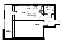 Planning 1-rm flats area 40.62m2, UM-003-04/0027.