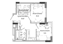 Планування 2-к квартира площею 42.78м2, AB-20-01/0006а.