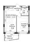 Планировка 1-к квартира площей 40.3м2, LR-002-07/0046.