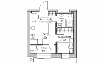 Планировка 1-к квартира площей 24.69м2, KS-013-01/0012.