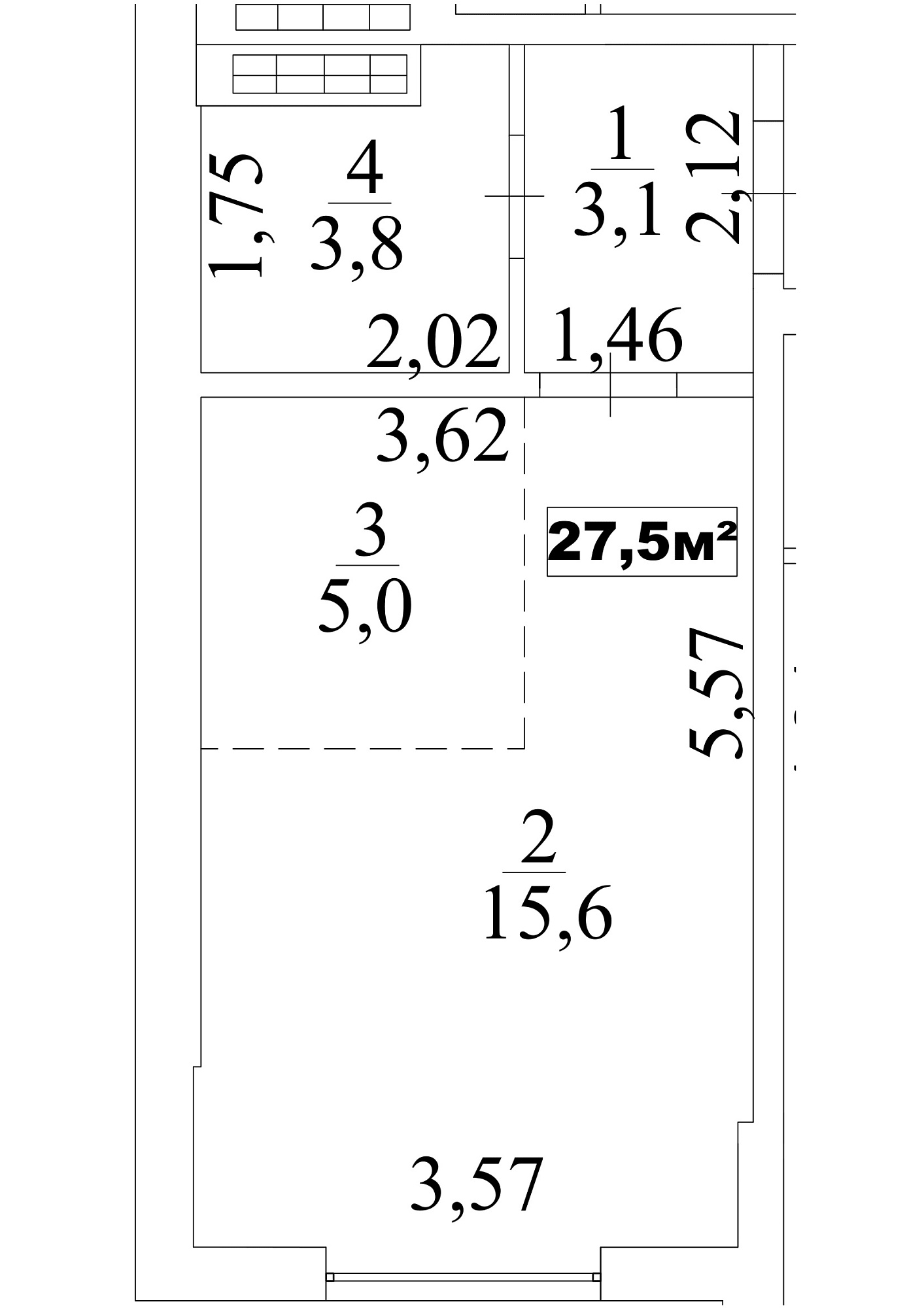 Планування Smart-квартира площею 27.5м2, AB-10-03/0021а.