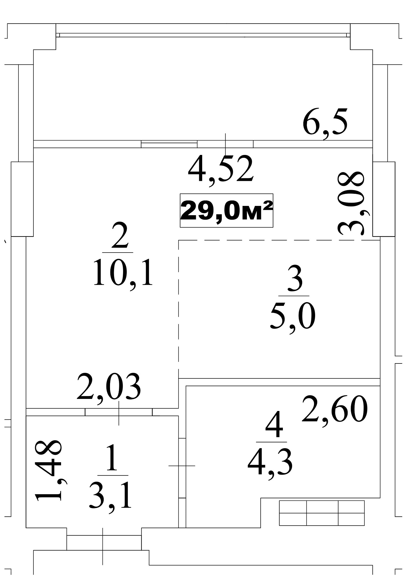 Планування Smart-квартира площею 29м2, AB-10-06/00050.