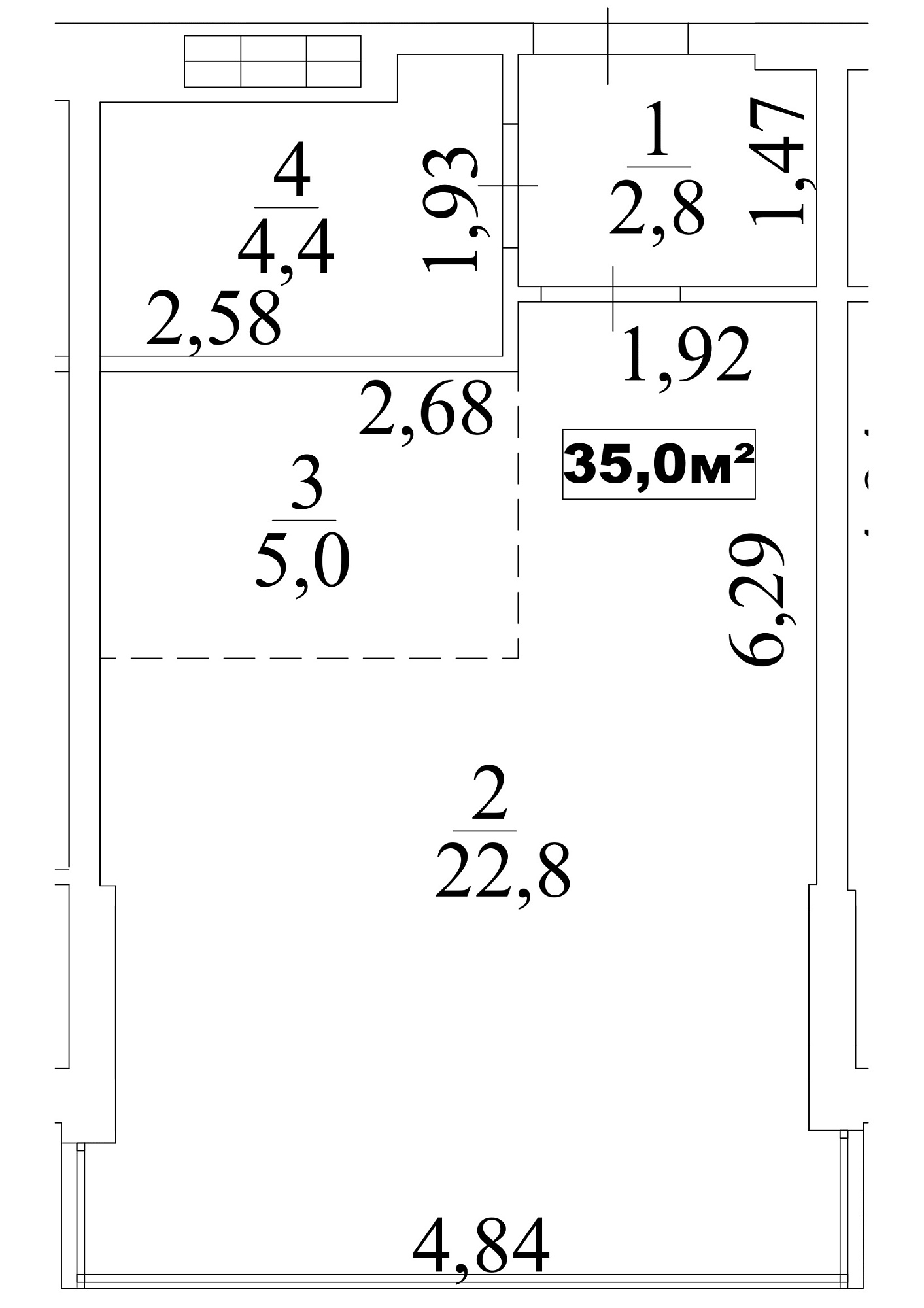 Planning Smart flats area 35m2, AB-10-05/0037б.