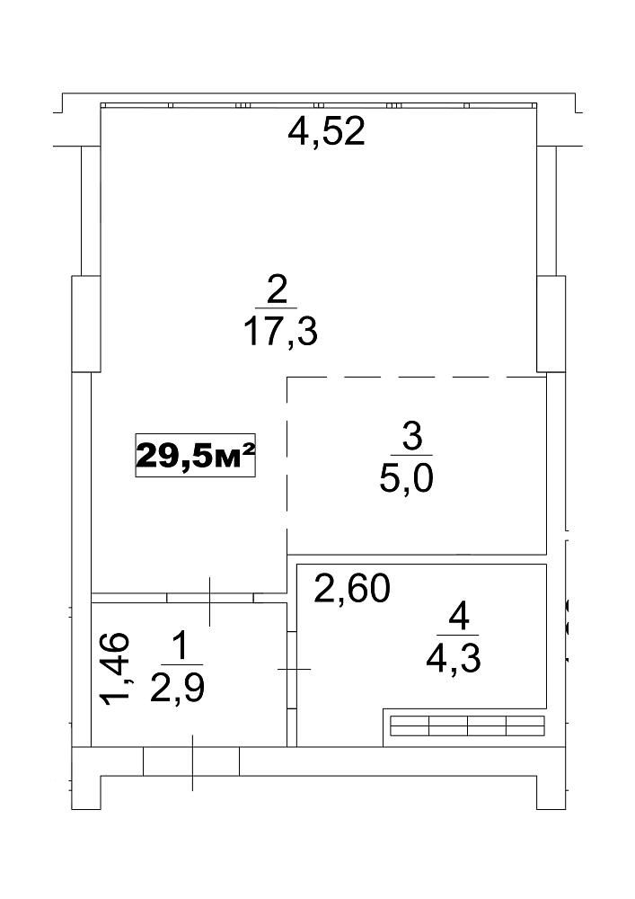 Планировка Smart-квартира площей 29.5м2, AB-13-01/0003б.