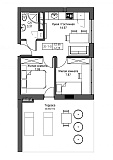 Планировка 2-к квартира площей 41.29м2, UM-001-08/0004.