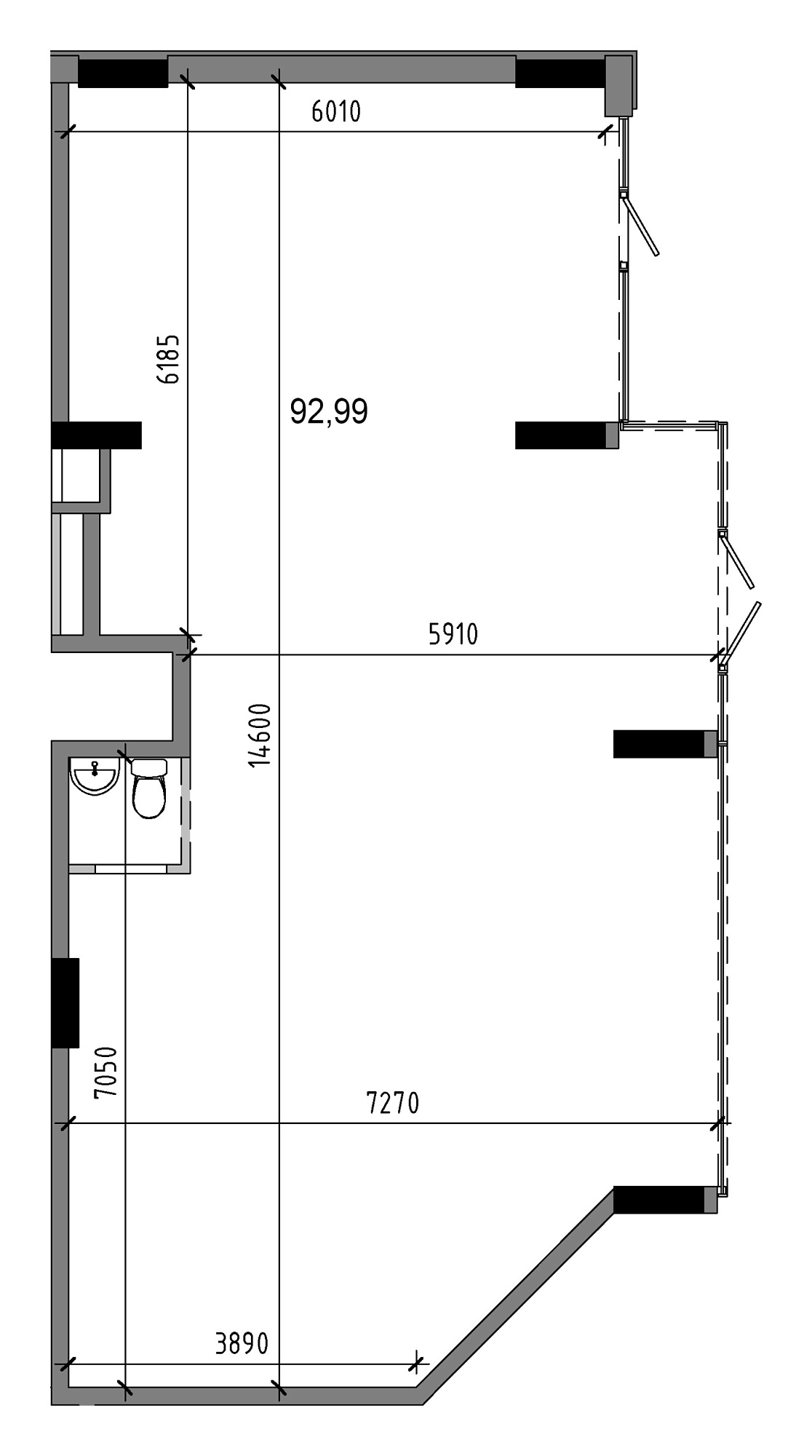 Planning Commercial premises area m2, AB-20-м1/Т0008.