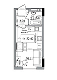 Планування Smart-квартира площею 22.42м2, AB-12-11/00003.