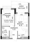 Планировка 1-к квартира площей 36.5м2, LR-005-07/0049.