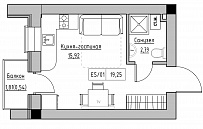 Планировка Smart-квартира площей 19.25м2, KS-013-05/0004.