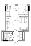 Планування 1-к квартира площею 30.12м2, AB-21-14/00112.